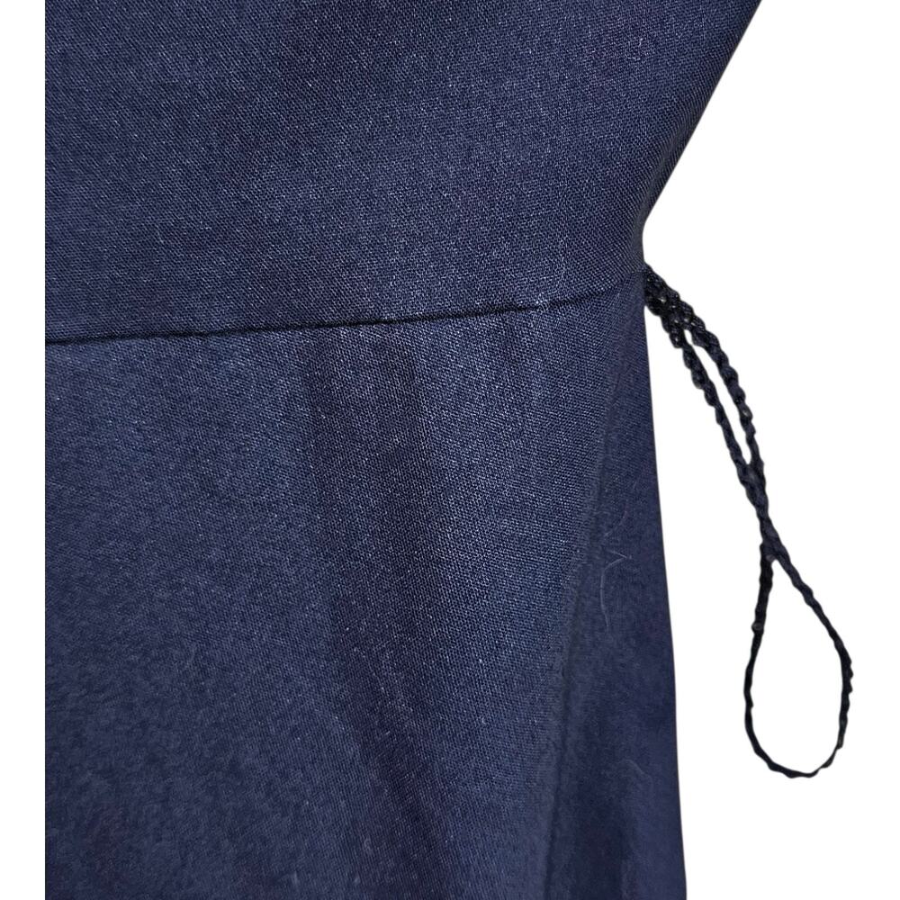 LAUREN RALPH LAUREN Women's 16 Midi Shirt Dress Buttons Crochet Trim Navy - Picture 6 of 9